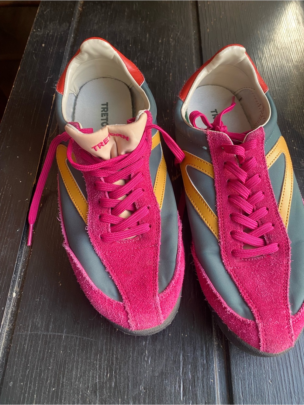 Tretorn Pink, Yellow & Gray Retro-Style Sneakers